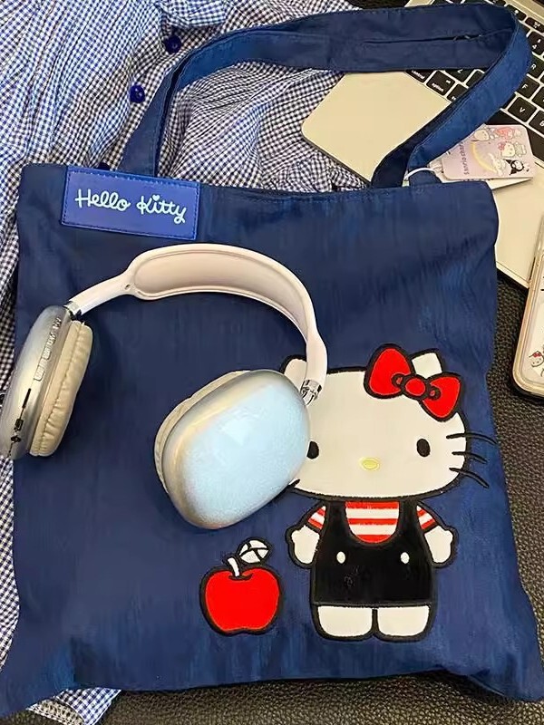 kitty猫蓝色牛仔帆布包女2025新款可爱卡通大容量手提包包潮|undefined