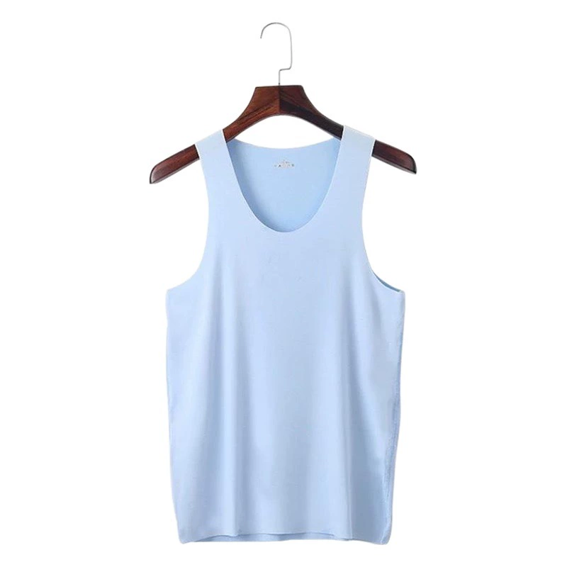 Бесшовный мужской жилет из ледяного шелка, мужское летнее облегающий Молодежный Спортивный Барьерный нижнее белье без рукавов, базовая майка