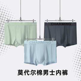 莫代尔棉男士内裤裸感透气亲肤透气无痕男士青年中腰平角裤大码