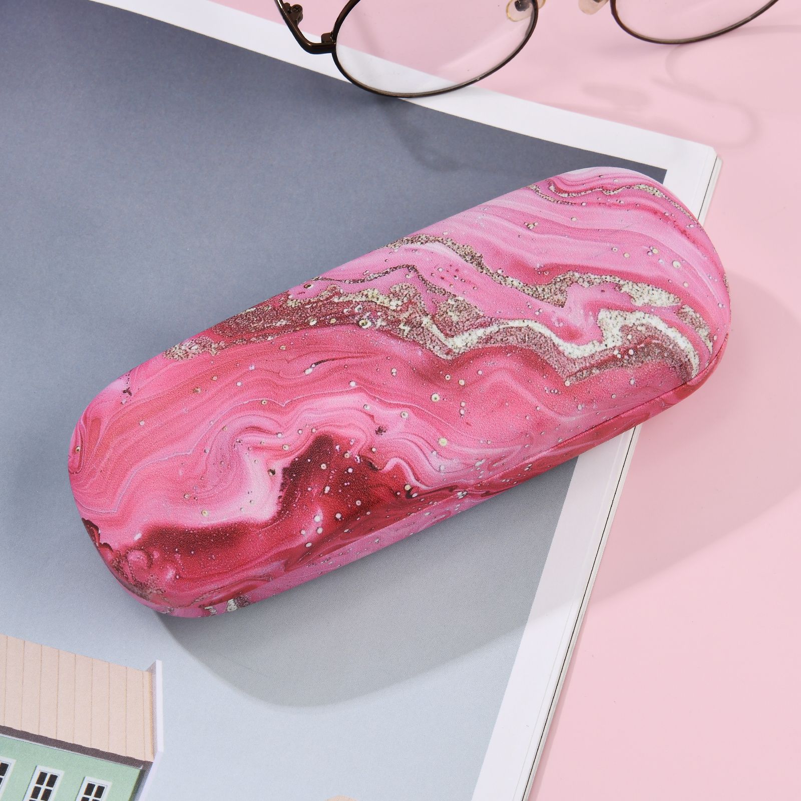 105g Weight Simple Style Artistic Colorful Waves PU Unisex Glasses Case