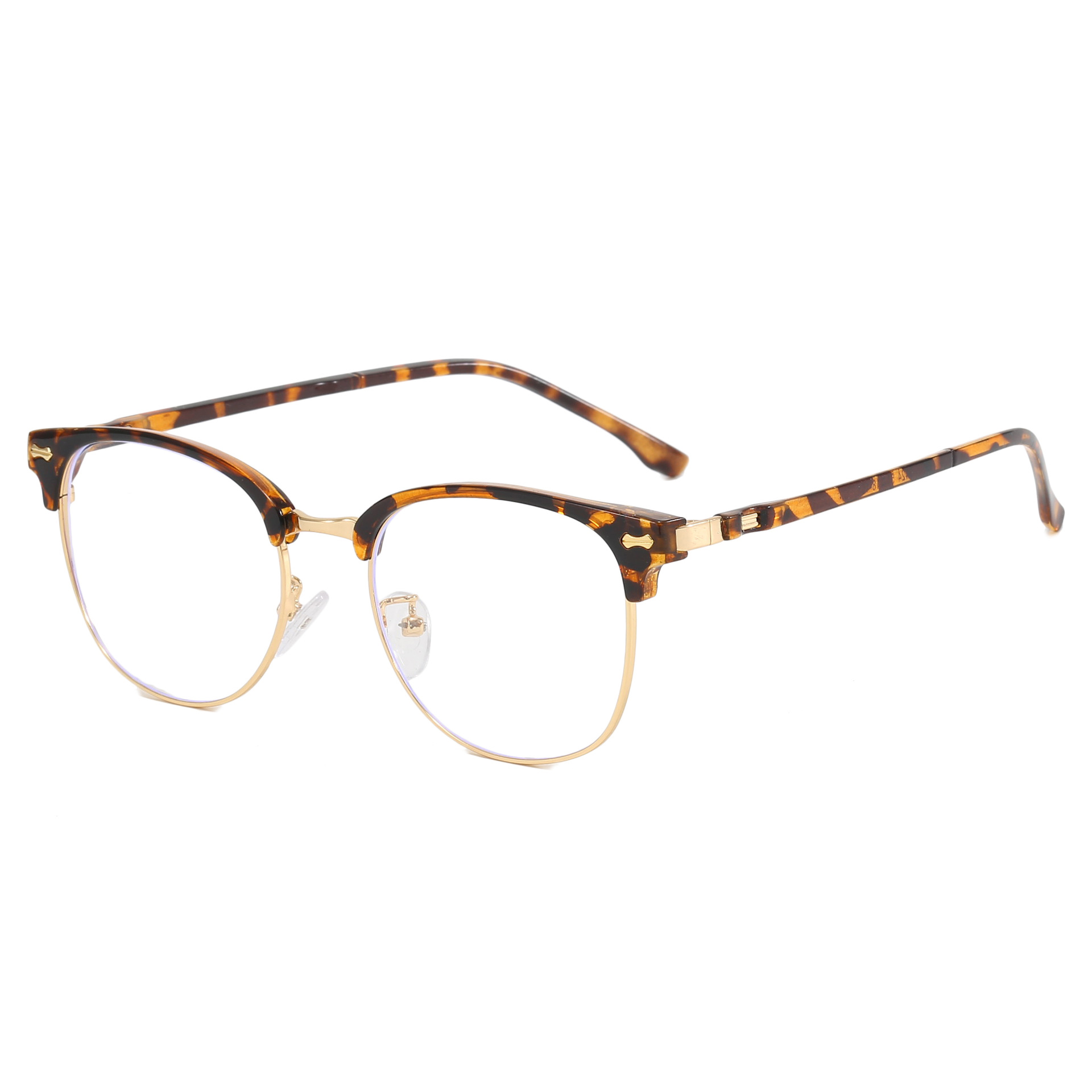 2024 nuevo retro cuadrado metal medio marco negocio anti-azul luz gafas hombres simple ultra-ligero miopía marco gafas