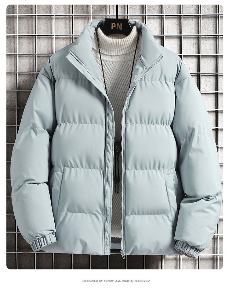 Giacca invernale da uomo in tinta unita, semplice, con collo alto in cotone, stile coppia, ampia_voghion.com