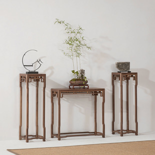 New Chinese Style Table Old Elm Wood Supply Table Simple Black Walnut Solid Wood Living Room Entrance Table Flower Rack Ming and Qing Antique Furniture