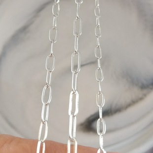 Copper bag silver reinforced color retaining rectangular oval large 0 chain bracelet necklace material accessories semi-finished handmade diy loose chain