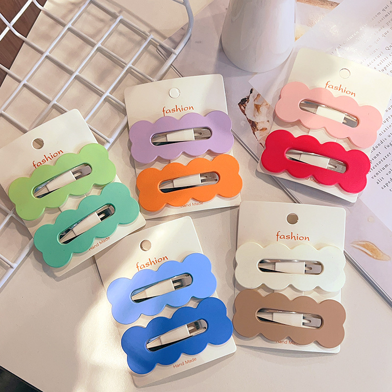 新款長方形波浪糖果色bb夾糖果色百搭日韓髮夾甜美少女劉海側邊夾