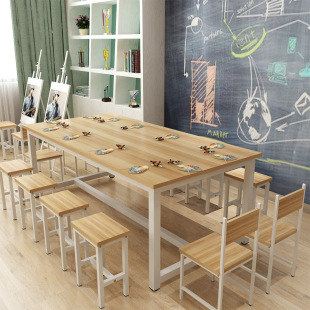 Wholesale Primary School Students Kindergarten Children's Desks and Chairs Training Table Tutoring Class Handmade Art Painting Table Studio Learning