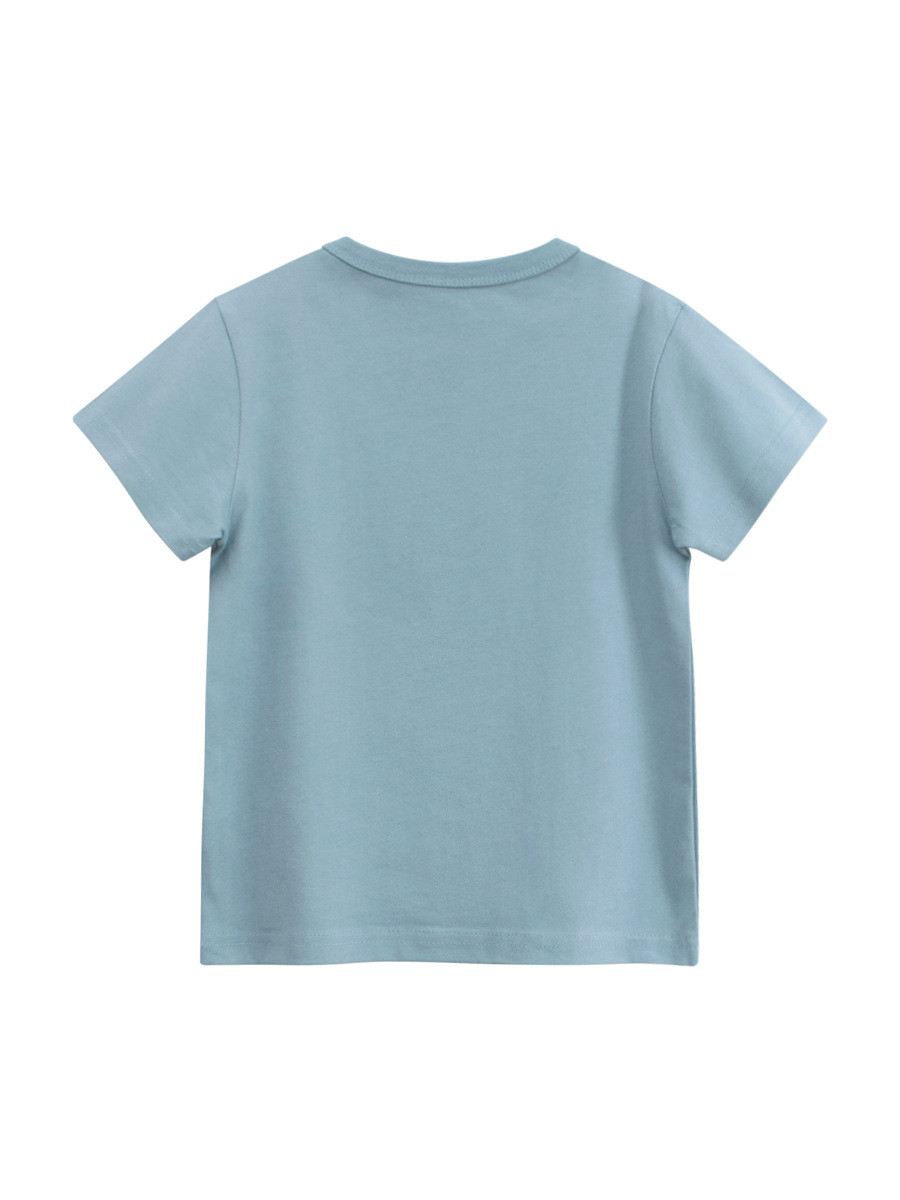 27kids ropa para niños manga corta para niños 2025 verano nueva camiseta de cuello redondo de dibujos animados tops para niños fuente de Douyin