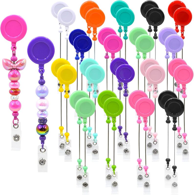 Multi-Color easy-pull buckle work nurse certificate easy-pull chest card clip certificate telescopic buckle new diy beaded keychain Multi-Color easy-pull buckle work nurse certificate easy-pull chest card clip certificate telescopic buckle new diy beaded keychain