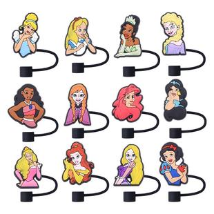 Cartoon Straw Cover Princess Straw Cover Cap for Stanley Cup Cartoon Cute Silicone Straw Top