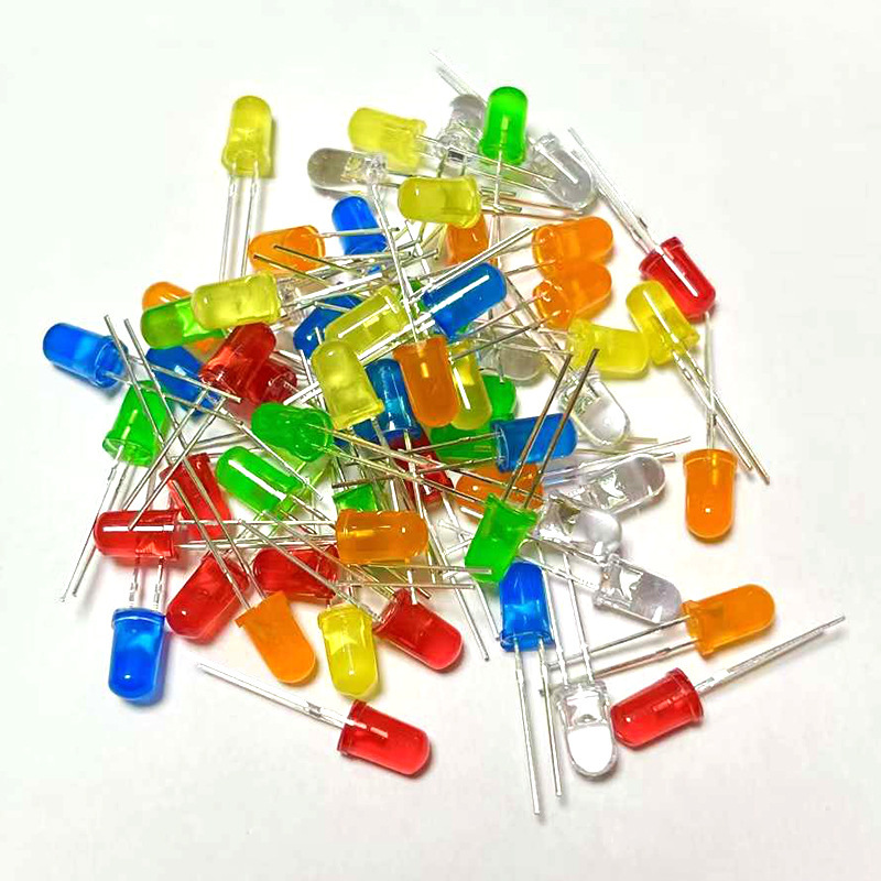 F5mm red hair red yellow yellow green hair emerald green Blue Orange round head straight led fog White astigmatism indicator light