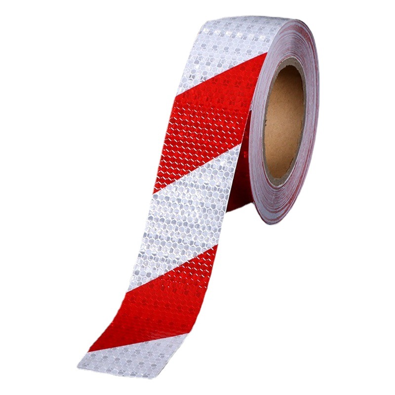 Rojo y blanco de la etiqueta reflectante de la cinta de advertencia señal tráfico seguridad celosía etiqueta engomada del coche etiqueta luminosa película