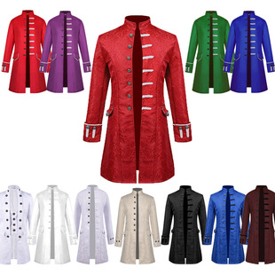 2025 Spring and Autumn New Spanish Medieval Clothing Men's Solid Color Jacquard Performance Clothing Jacket Foreign Trade Clothing