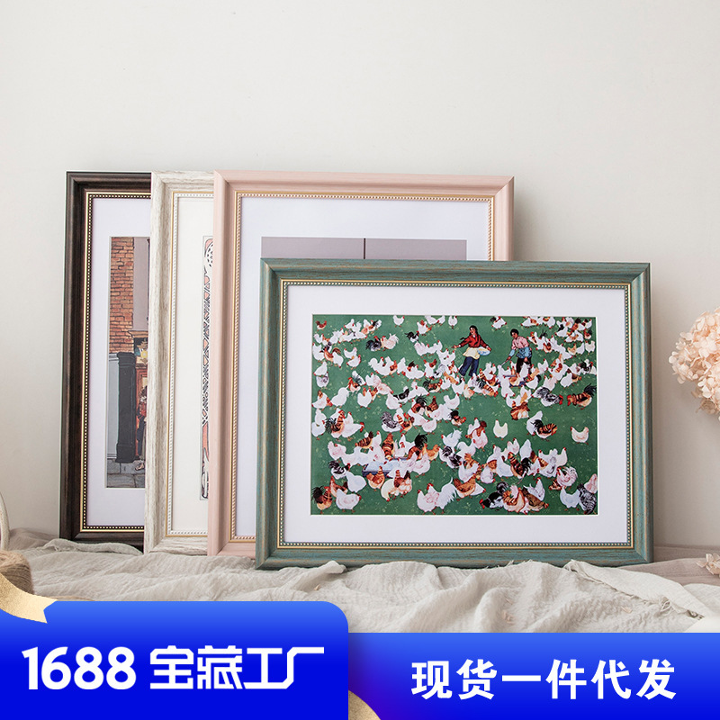 Large picture frame American retro frame photo frame wall 20 inch 16 inch 18 inch 4 open 8K A3 oil picture frame mounting