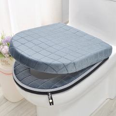 蓋付きの厚手トイレマット2点セットのジッパー付きトイレマット冬の保温汎用防水トイレマット