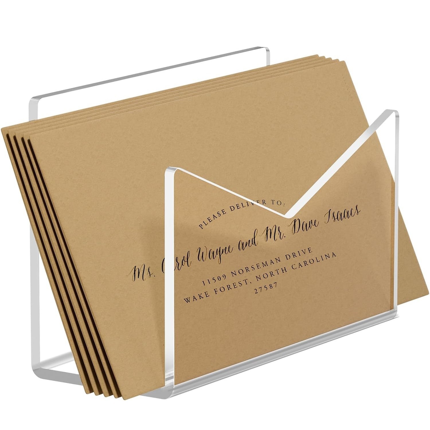 透明亚克力邮件架桌面信封整理器账单文件笔记本置物架