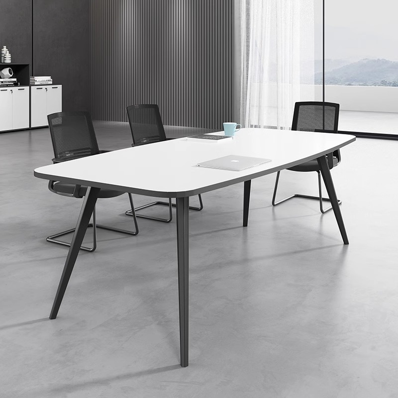 Mesa de reunión de mediana y pequeña mesa larga simple mesa de formación de sala de reuniones moderna mesa larga tipo tablero mesa grande combinación de mesa y silla