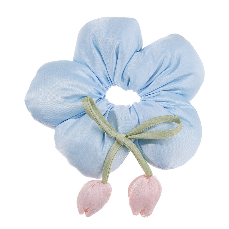 Tulip Flower End Hairy Circle para el cabello en la parte posterior de la cabeza de los niños Accesorios para el cabello para niñas que no dañen el cabello Cuerda para el cabello de alta elasticidad Tocado de cuerda para la cabeza