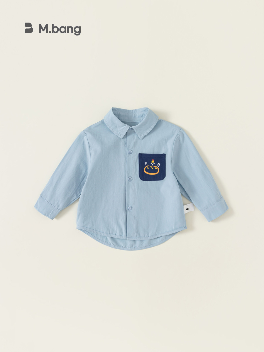 Youbao ropa para niños camisa de bolsillo de color de contraste para niños primavera y otoño camisa casual de manga larga con solapa para niños QY83040