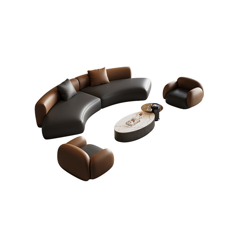 Sofá italiano de lujo recto y curvo mesa de té sala de estar del hotel sala de estar gran sala de recepción mesa y silla combinación