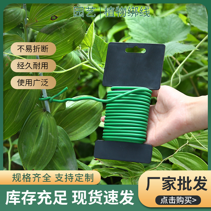 TPR跨境园艺扎带扎线 爬藤架花支架园林扎线盘线包塑铁丝花木扎丝
