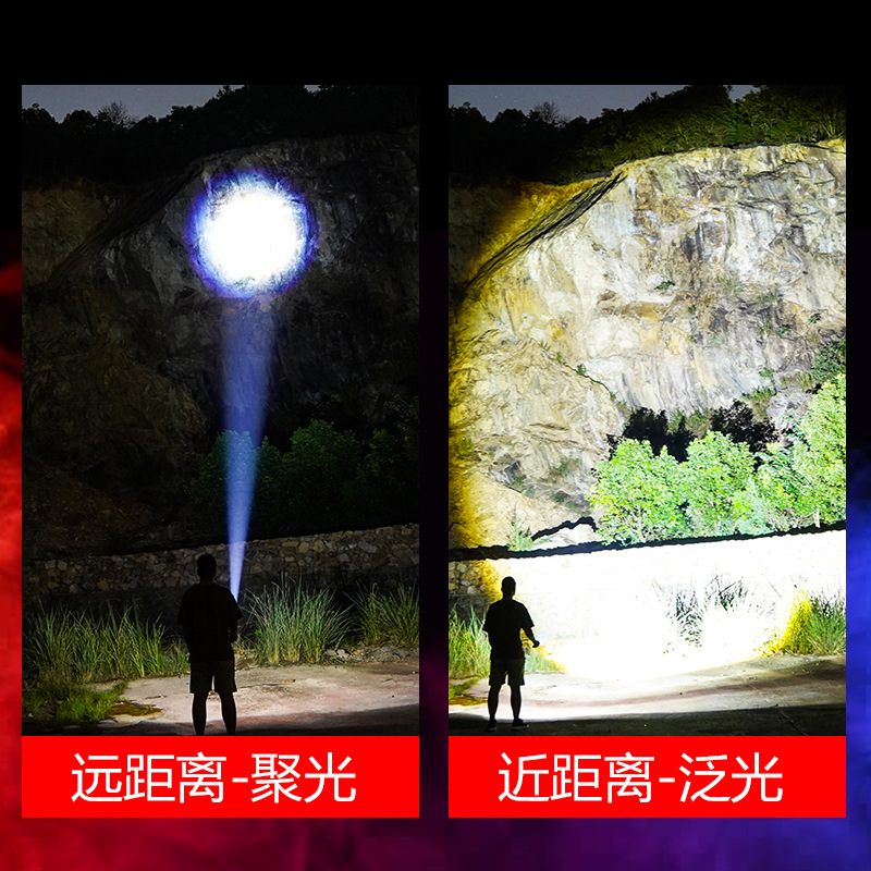 Transfronterizo al aire libre Super brillante linterna láser 36W zoom telescópico de largo alcance de alta resistencia Linterna de mano