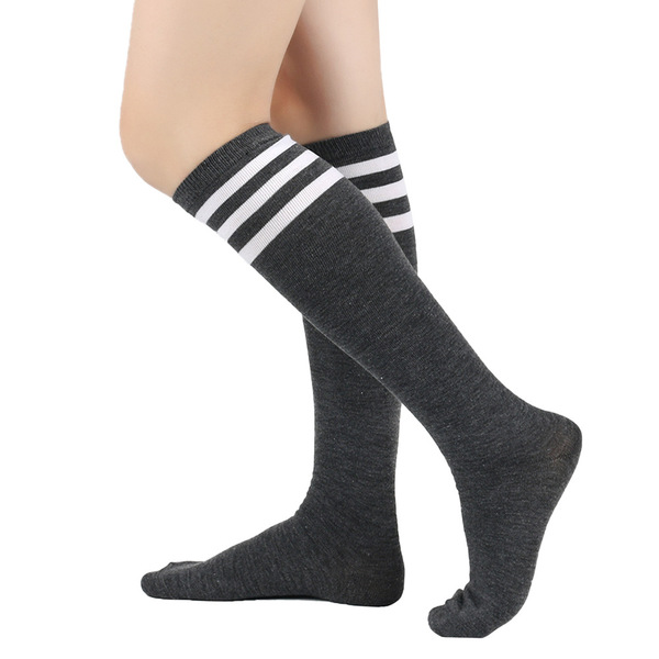 Cross-border mid-calf socks three-stripes women's knee-high socks…