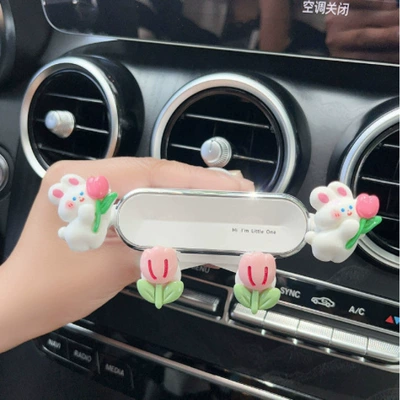 Car phone holder, 2024 model, car air - flower-holding-bunny-advanced-enhanced-version-standard