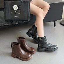秋冬季加绒保暖马丁靴女韩版后拉链洋气小短靴女厚底休闲瘦瘦靴女