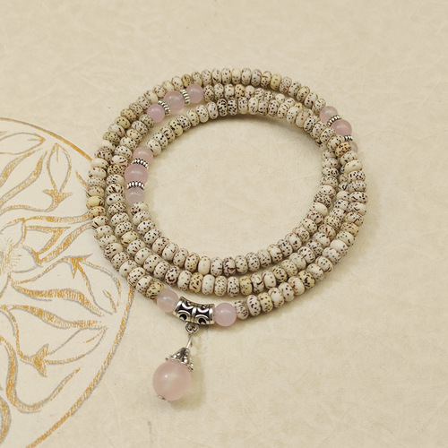 Bodhi 168 beads January star and moon Bodhi seeds bracelet, Gaomi mini women's Buddhist beads prayer beads necklace, unisex couple