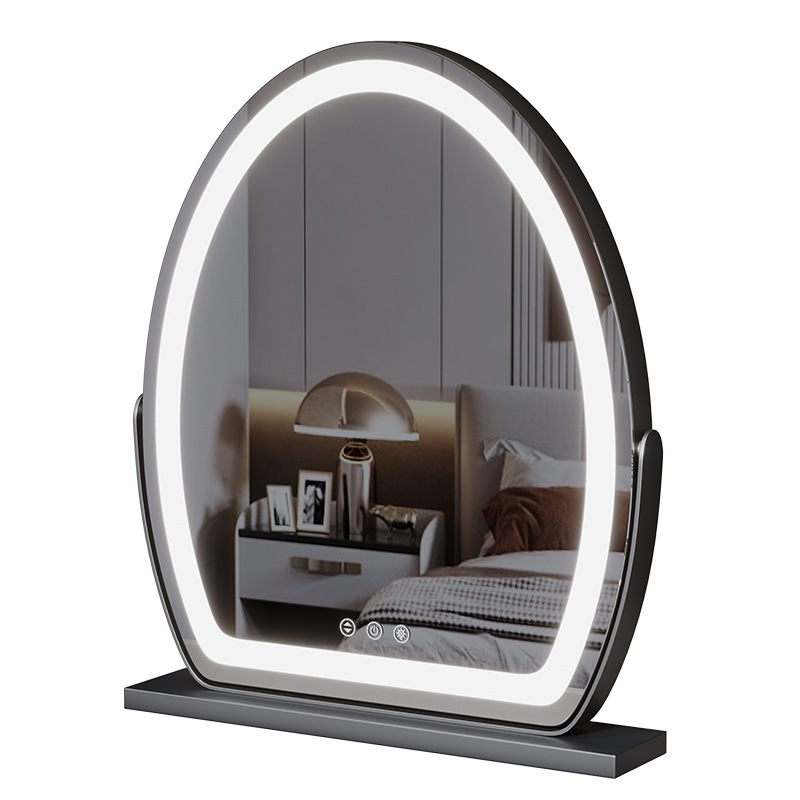 Espejo Oval espejo de maquillaje de escritorio LED con luz de relleno de luz ins estilo de escritorio simple hogar espejo de maquillaje de forma especial