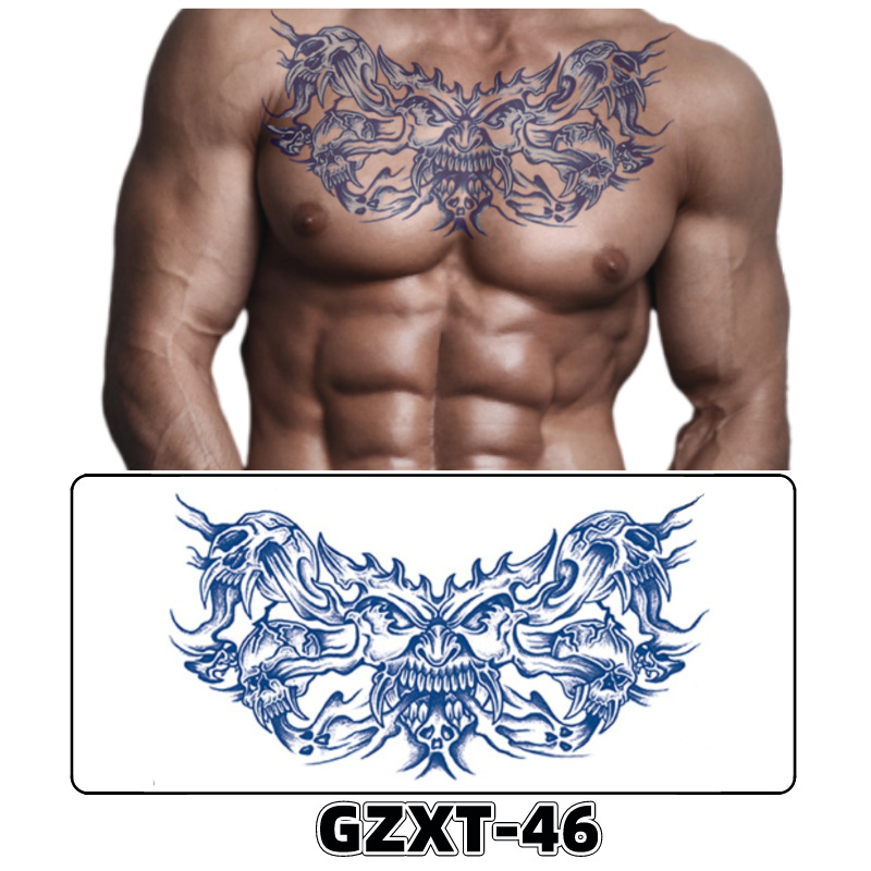 Pegatinas de tatuaje de jugo de pecho de flores pegatinas de tatuaje de hierbas de brazo grande de flores sudor impermeable media hoja alas de flores pegatinas de tatuaje al por mayor