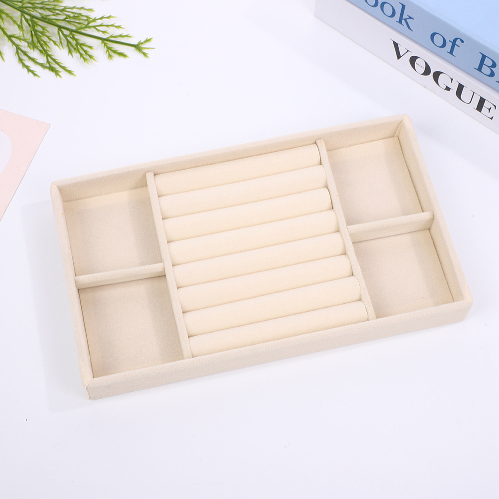 Velvet beige [4+1 grid tray]; [velvet tray 21*12.5*2.5cm]