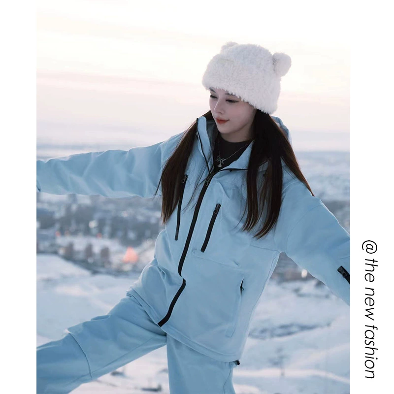 Горнолыжный курорт оптовая зимняя наружная ветрозащитная вода, хлопок толстый лыжный костюм для мужчин и женщин