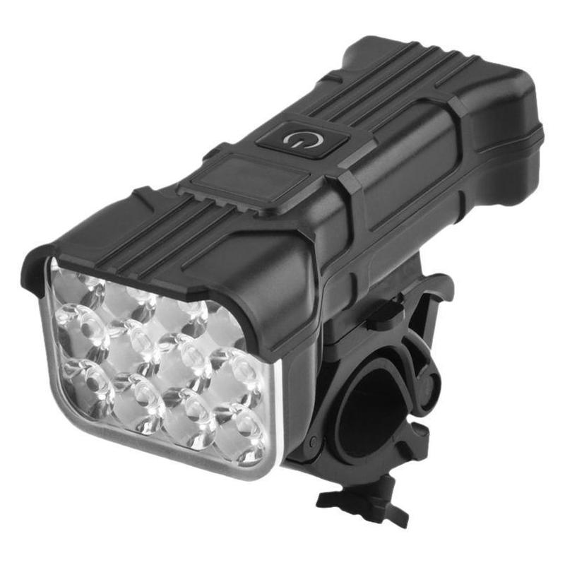 新しい自転車ホーンライト 12LED 高輝度マウンテンバイク乗馬警告灯デジタルディスプレイ付き大容量 USB フロントライト|undefined