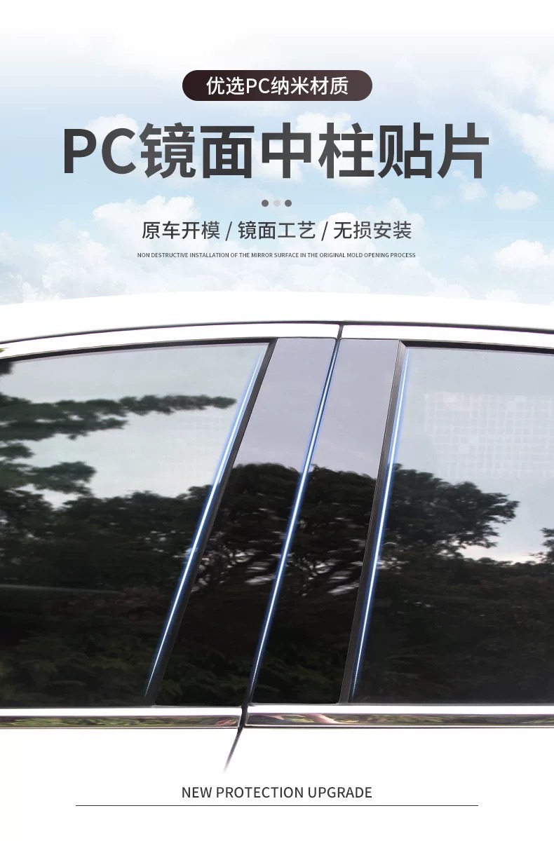 Suitable for car center pillar protective film, glossy black sticker, ABC pillar protective film, interior decoration accessories, modification parts, TPU non-stick