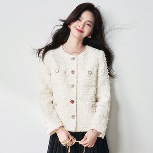 25 New Autum Style Accessible Luxury Colorfulful Rhinestone Buckle High-Definition Stereo Smart Wool Yarn Small Fragrance Jacket 25016