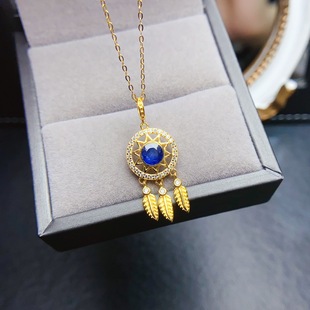 Factory wholesale explosions natural sapphire pendant S925 silver inlaid main stone 5*5 selling Europe and the United States a generation of hair