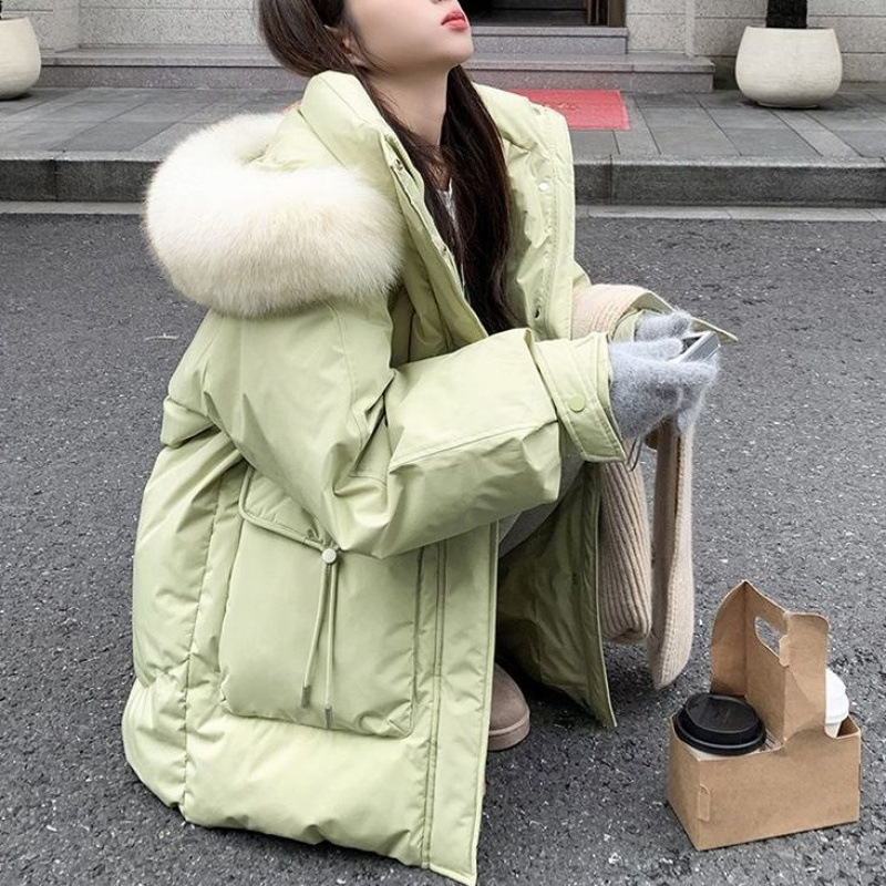 아보카도 그린 세련된 인조 모피 칼라