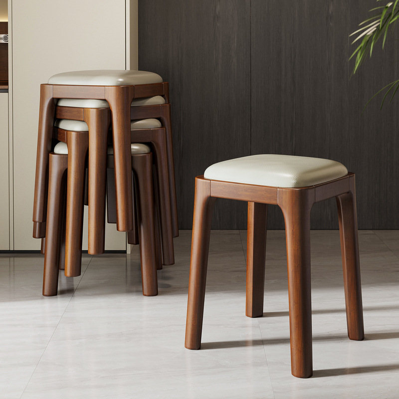 Taburetes para uso doméstico, taburetes pequeños de madera maciza, mesa de comedor para sala de estar, taburetes altos simples, taburetes cuadrados de madera, taburetes bajos blandos