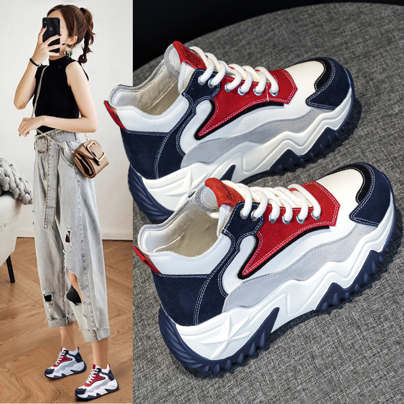 Thick-Soled Sports Dad Shoes for Women, Trendy on Instagram, 2026 Autumn New Popular Versatile Lightweight Casual High-Top Sneakers