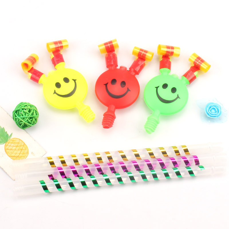 Silbato dragón inflable sonriente, juguete para niños y fiestas, venta al por mayor