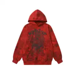 2025 European and American Autumn and Winter New Sp5 Spider Web Foam Letter Splash Ink Printing American Hooded Sweatshirt