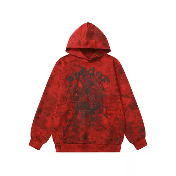 2025 European and American Autumn and Winter New Sp5 Spider Web Foam Letter Splash Ink Printing American Hooded Sweatshirt