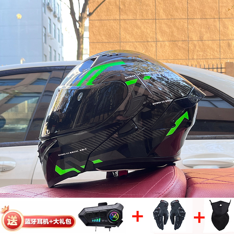 Casco de exposición Orz para hombres y mujeres invierno Doble espejo coche eléctrico semi-Casco completo cola de color coche deportivo ranura Bluetooth cuatro estaciones casco