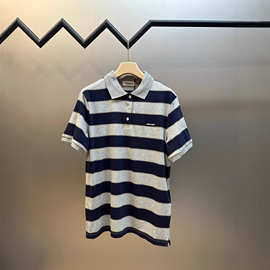 正确版缪家MM条纹平纹针织POLO衫短袖T恤舒适透气百搭款休闲上衣