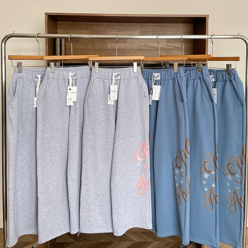 Jennie Style Relaxed Letter Casual Pants for Women 2025 Autumn Star Rhinestone Dance Pants Loose Sweatpants