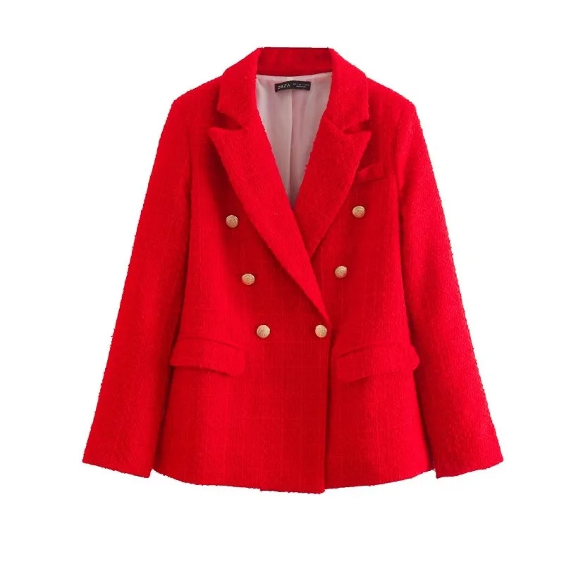 Nuovo stile autunno 2024 da donna, giacca casual alla moda, doppiopetto, ampia, per le donne_voghion.com