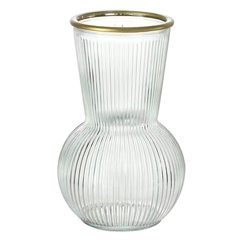 Venta al por mayor precio especial nórdico estilo ins jarrón de vidrio bambú rico agua flor arreglo floral combinación retro decoración de escritorio