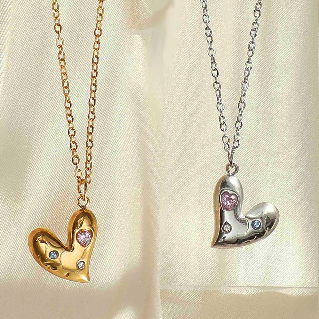Titanium Steel Material Heart Shape Pattern Wholesale Jewelry Simple Style Classic Style Heart Shape Titanium Steel Pendant Necklace