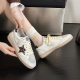 Vintage Color-matching Old Stars Dirty Shoes Women's 2025 Spring New Casual Board Shoes Lace-up Flat White Shoes